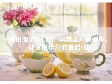 《資訊服務(wù)》ERP、智慧工廠雙引擎，東捷資訊年?duì)I收看增1成