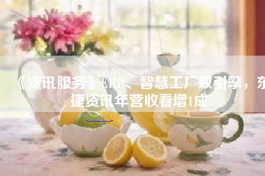 《資訊服務(wù)》ERP、智慧工廠雙引擎，東捷資訊年?duì)I收看增1成